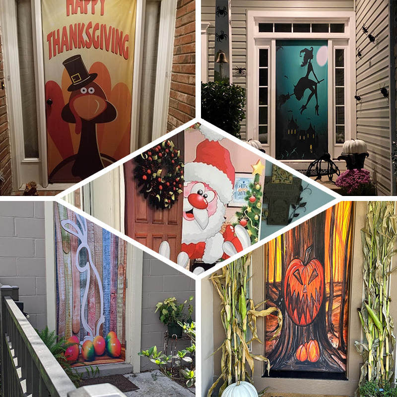 Bundle Gifts Blue Forest Merry Christmas Door Cover